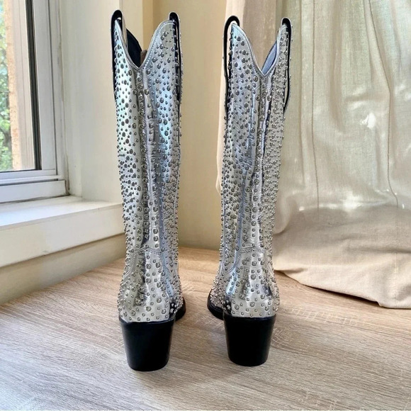 New Free People Jeffrey Campbell Dagget Stud Western Boots Metallic Silver US 6 - Picture 8 of 12